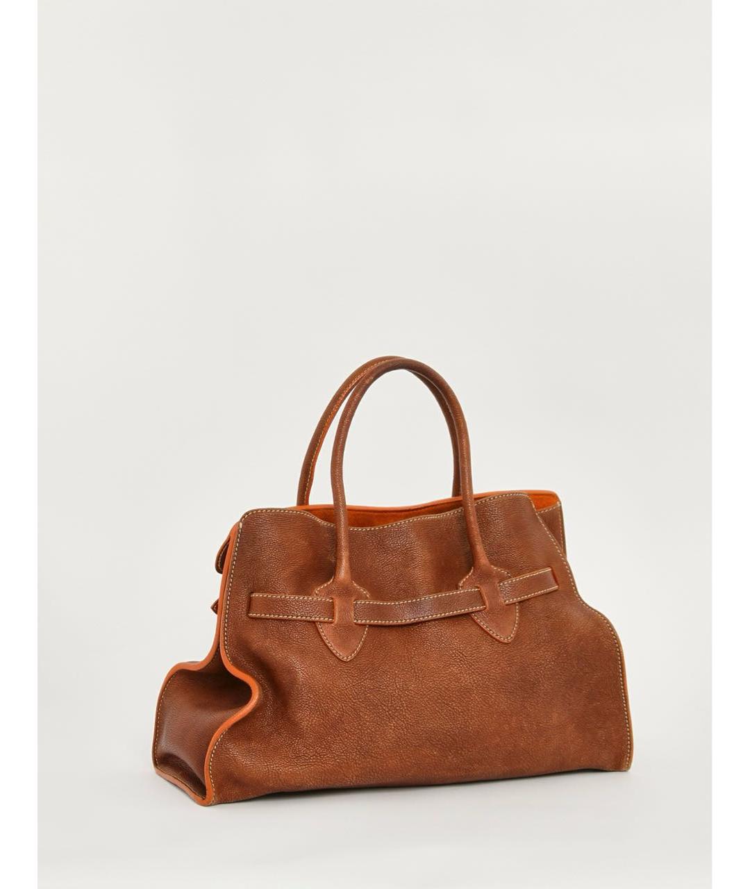 MIU MIU Коричневая кожаная сумка с короткими ручками, фото 3