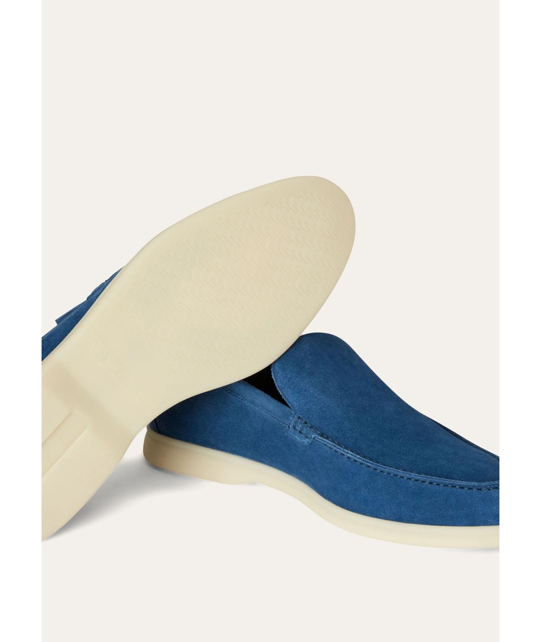LORO PIANA Бирюзовые замшевые лоферы, фото 4
