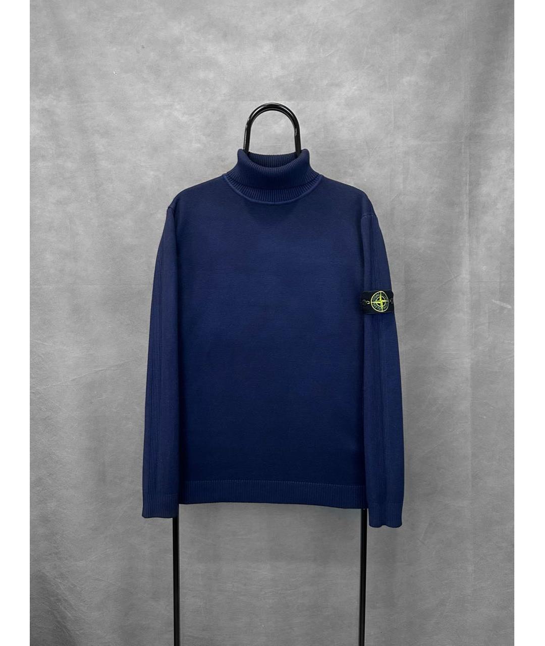 STONE ISLAND Темно-синяя хлопковая водолазка, фото 7