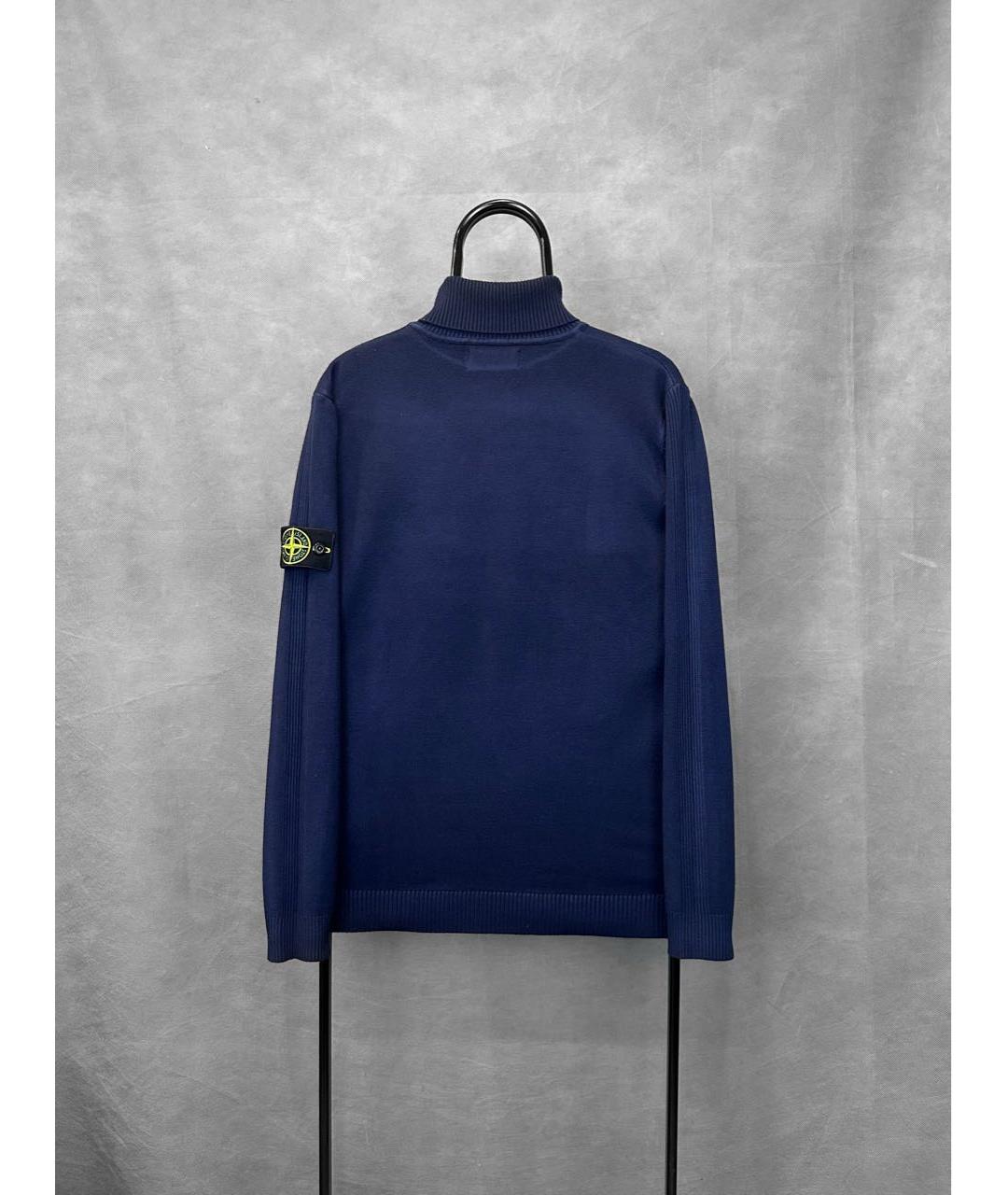 STONE ISLAND Темно-синяя хлопковая водолазка, фото 2