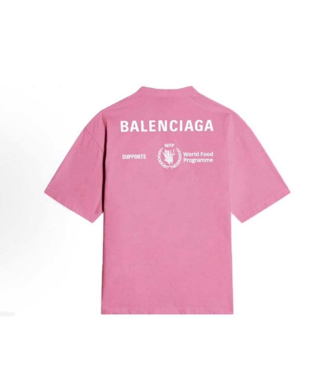 BALENCIAGA Розовая хлопковая футболка, фото 2