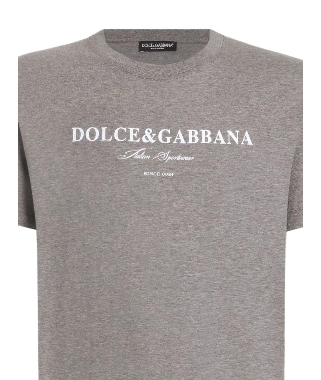 DOLCE&GABBANA Серая хлопковая футболка, фото 2