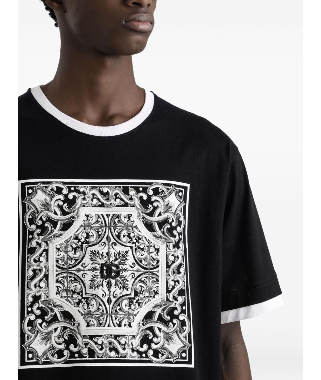 DOLCE&GABBANA Черная хлопковая футболка, фото 4