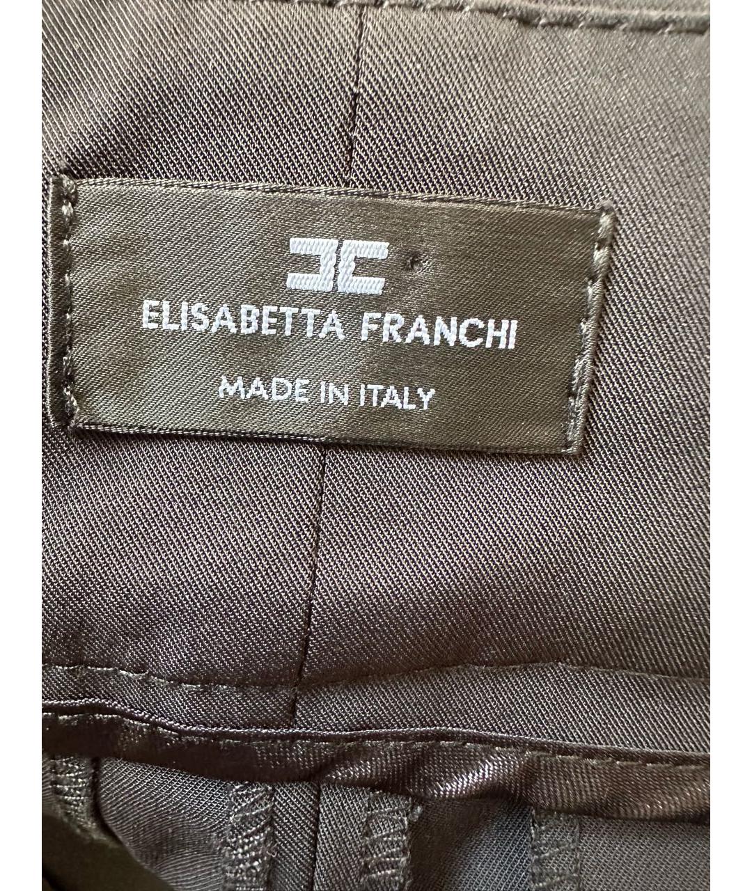 ELISABETTA FRANCHI Черные полиэстеровые брюки узкие, фото 3