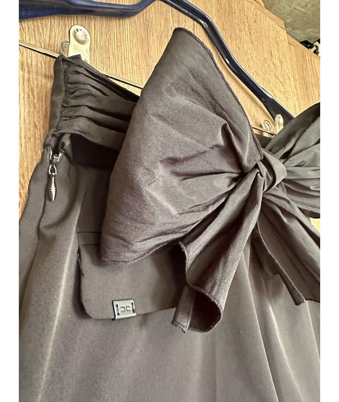 ELISABETTA FRANCHI Черные полиэстеровые брюки узкие, фото 4