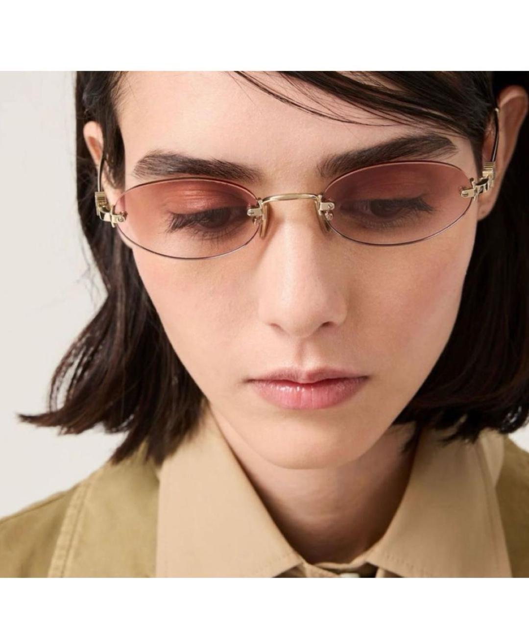 MIU MIU Розовые металлические солнцезащитные очки, фото 4