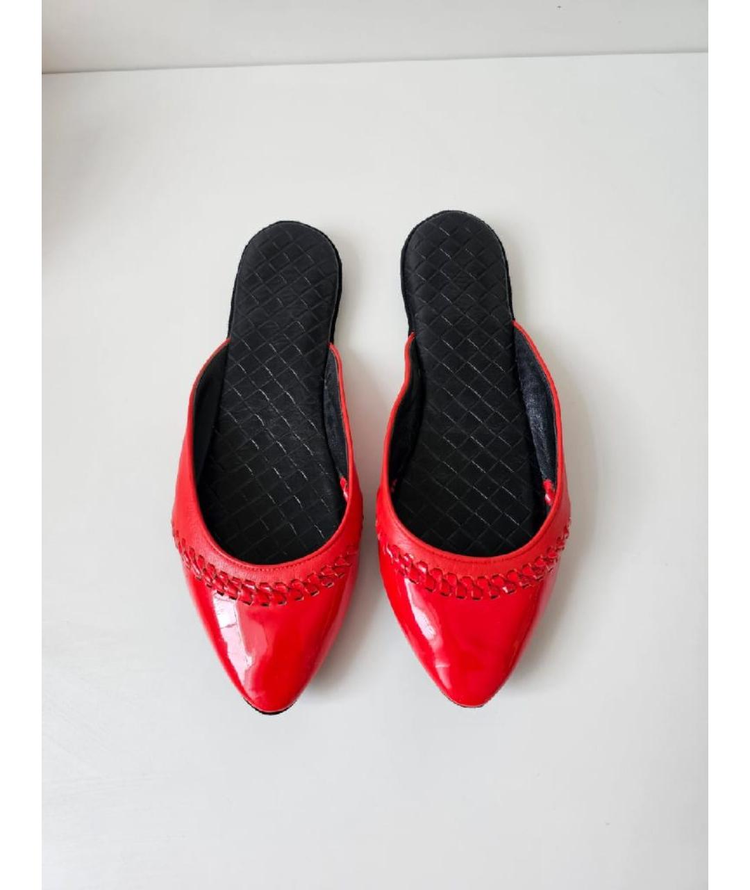 BOTTEGA VENETA Красные кожаные мюли, фото 5