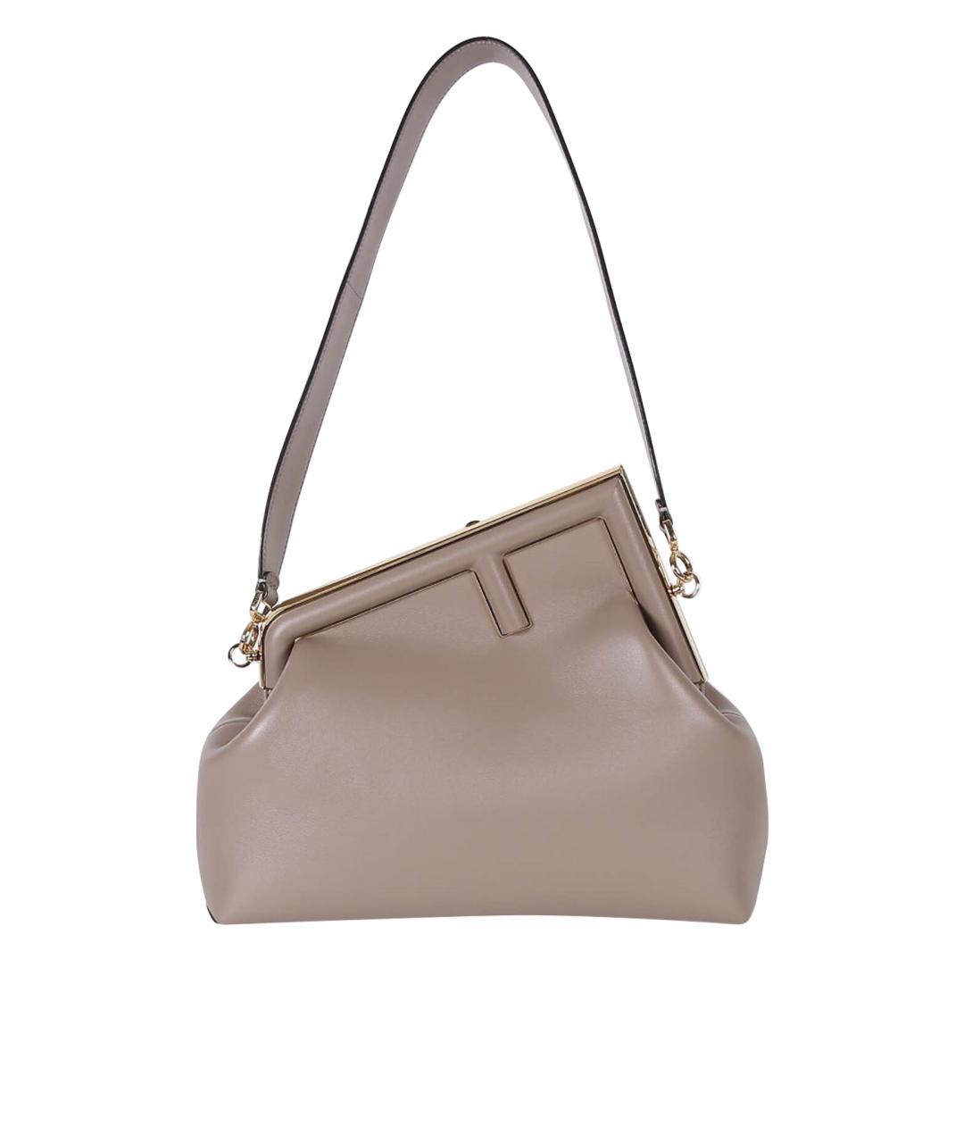 FENDI Бежевая кожаная сумка через плечо, фото 1