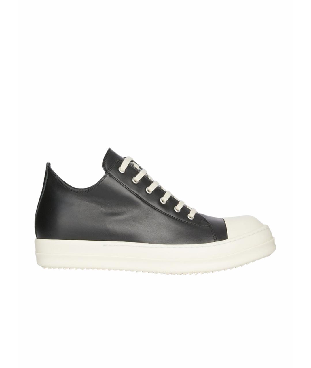 RICK OWENS Черные кожаные низкие кроссовки / кеды, фото 1