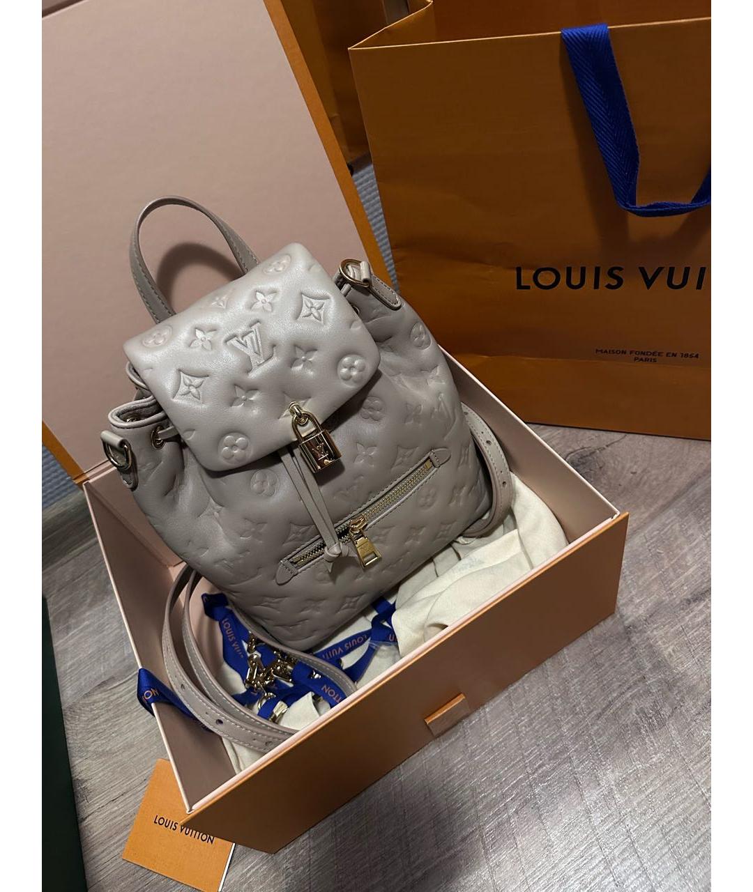 LOUIS VUITTON Бежевый кожаный рюкзак, фото 4