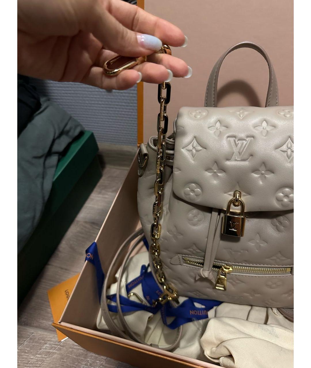 LOUIS VUITTON Бежевый кожаный рюкзак, фото 2