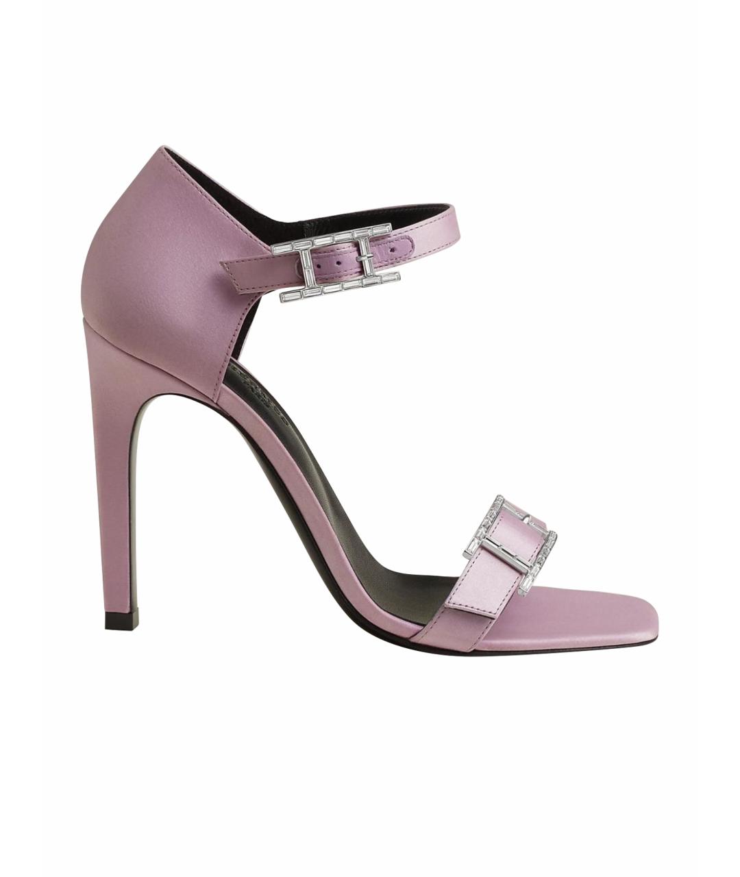 HERMES Фиолетовые текстильные босоножки, фото 1