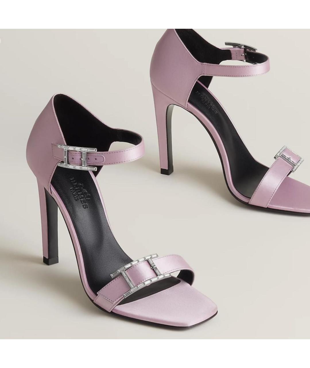 HERMES Фиолетовые текстильные босоножки, фото 3