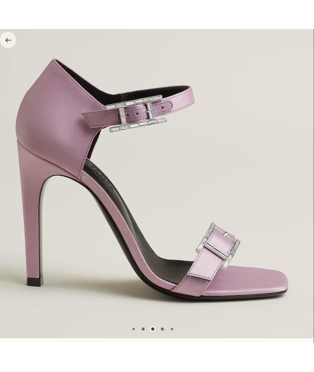 HERMES Фиолетовые текстильные босоножки, фото 4