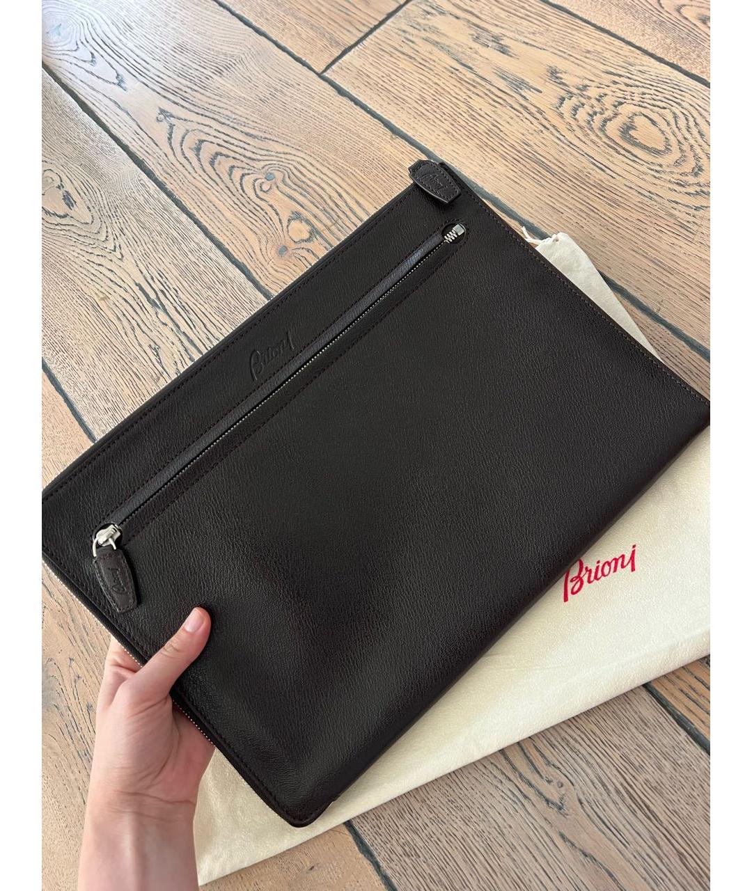 BRIONI Коричневая кожаная папка для документов, фото 6