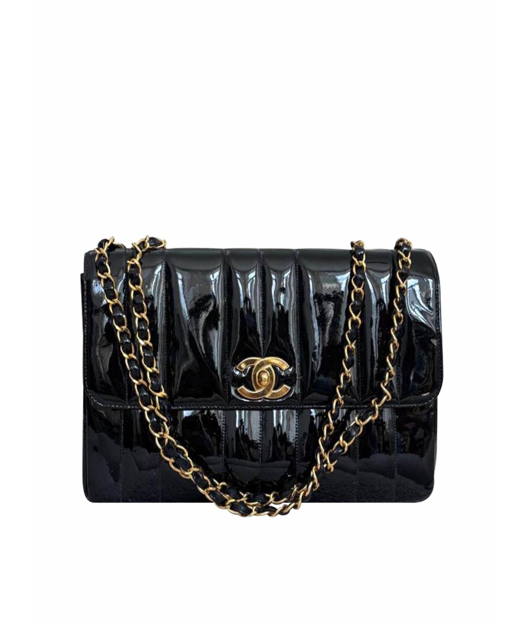 CHANEL Черная сумка тоут из лакированной кожи, фото 1