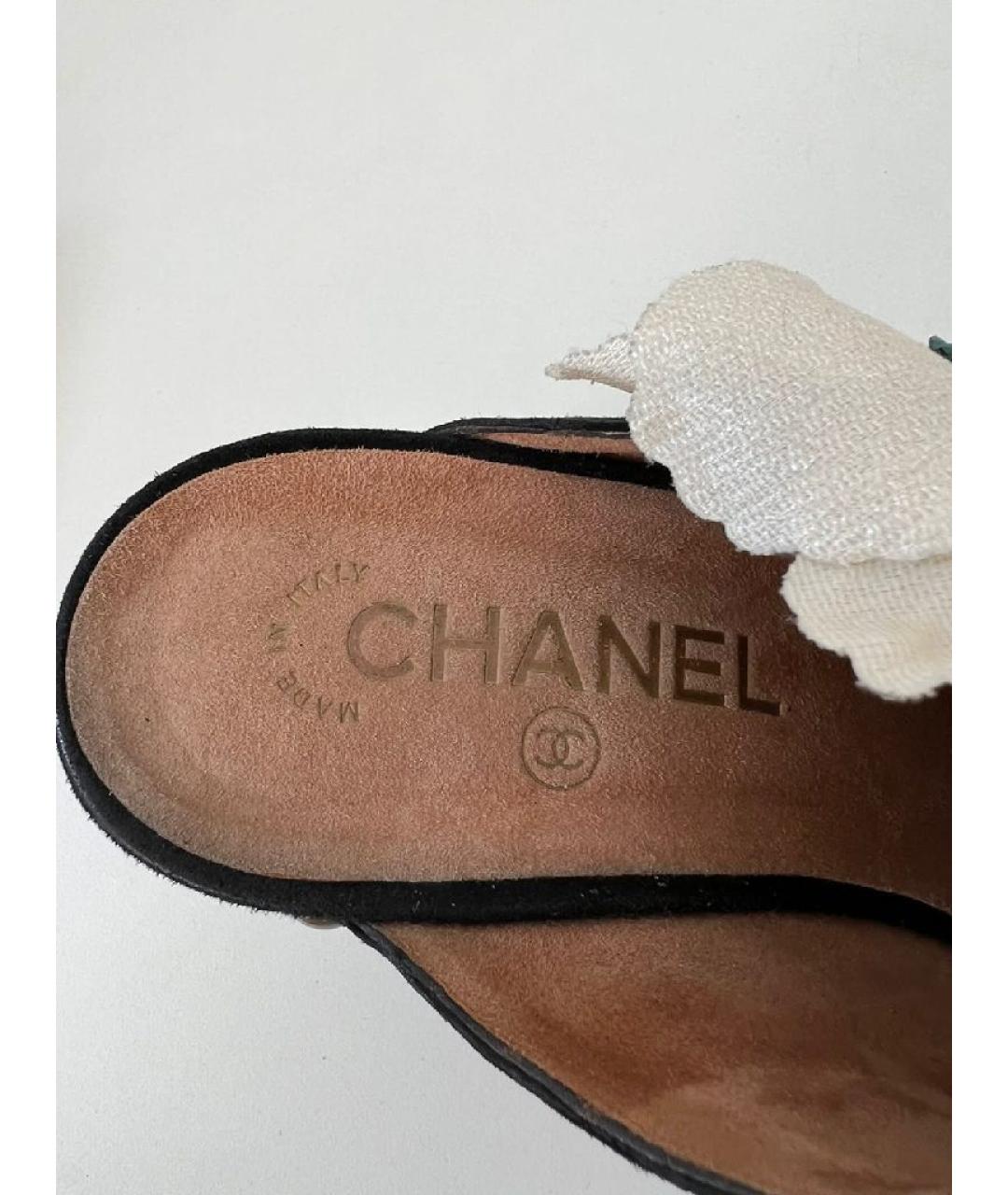 CHANEL Черные замшевые сабо, фото 3