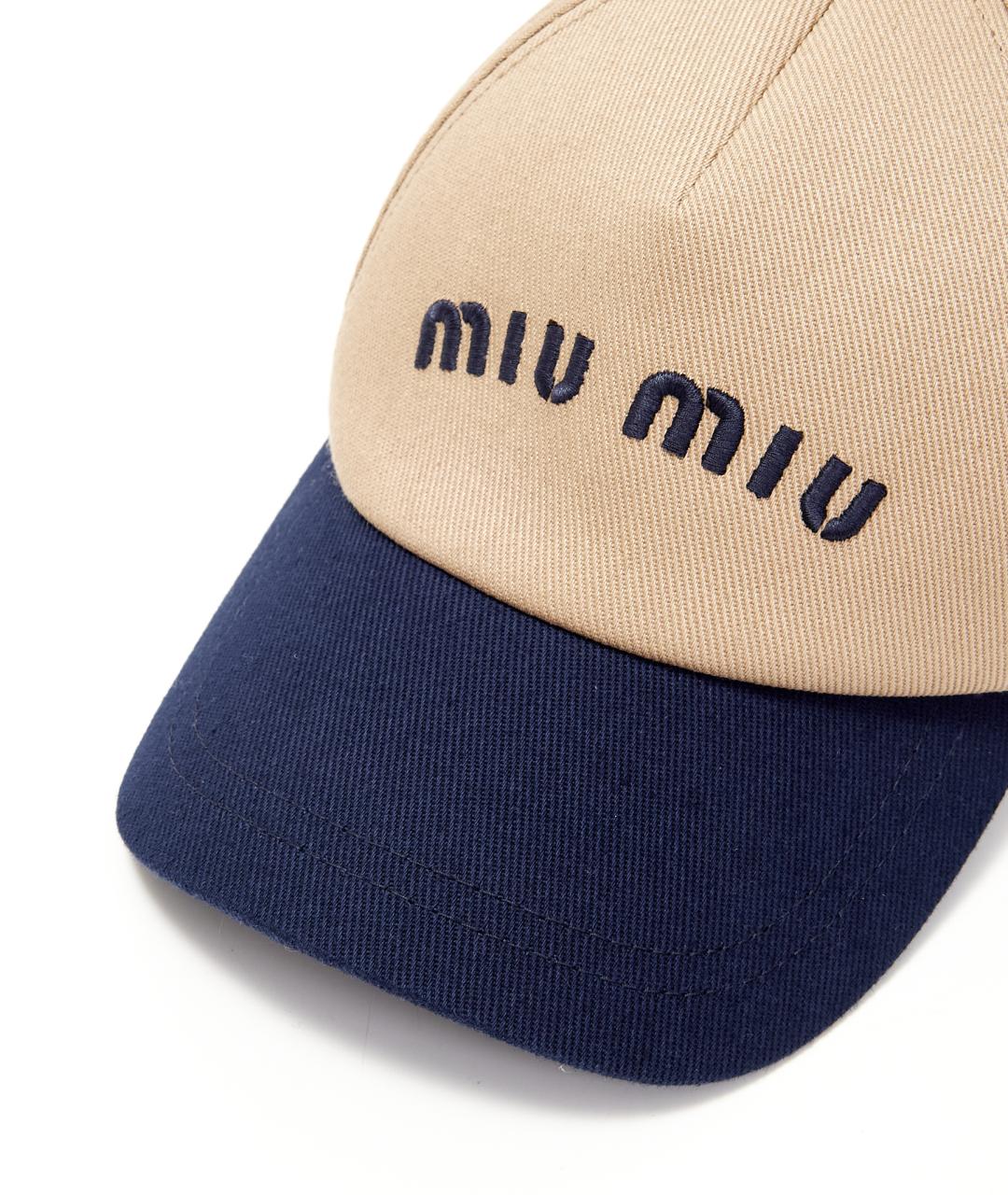 MIU MIU Бежевая хлопковая кепка, фото 4