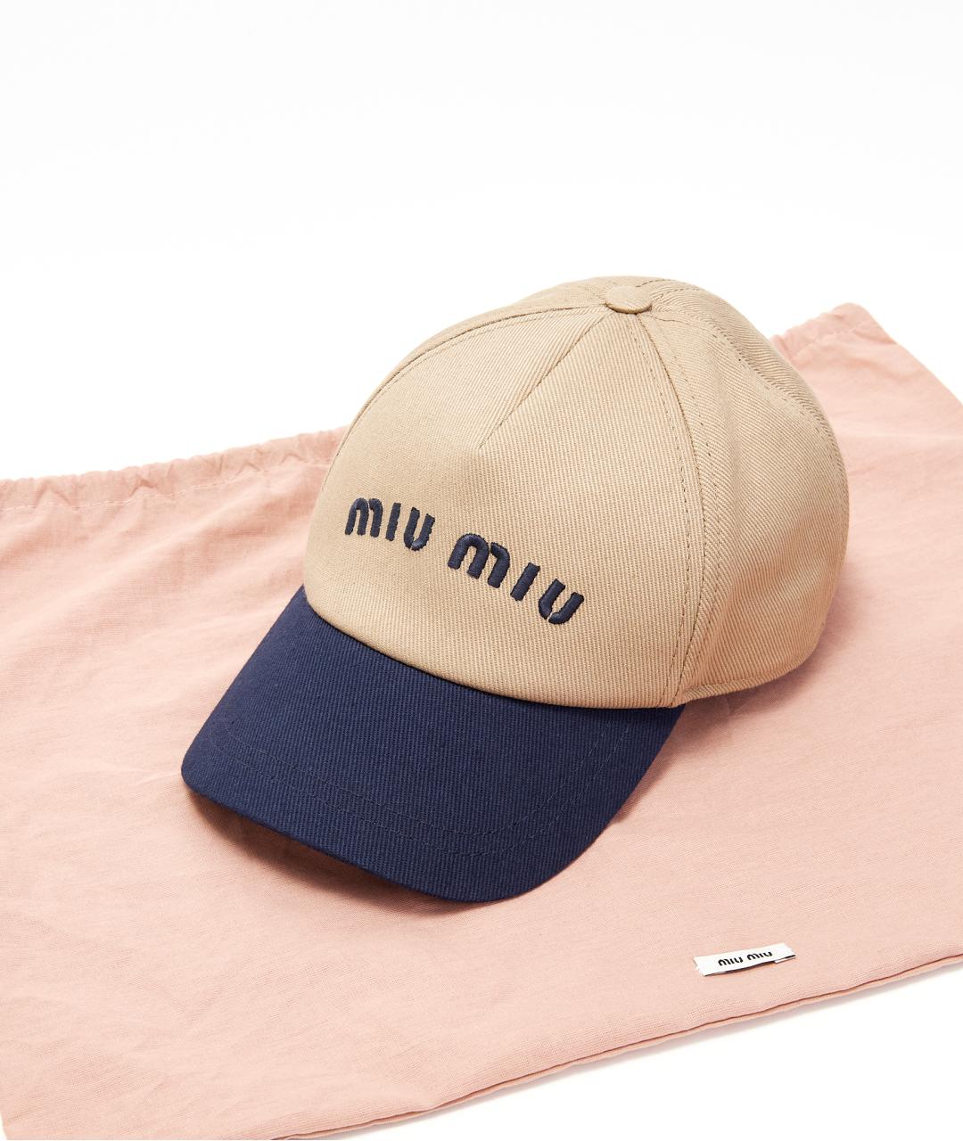 MIU MIU Бежевая хлопковая кепка, фото 7
