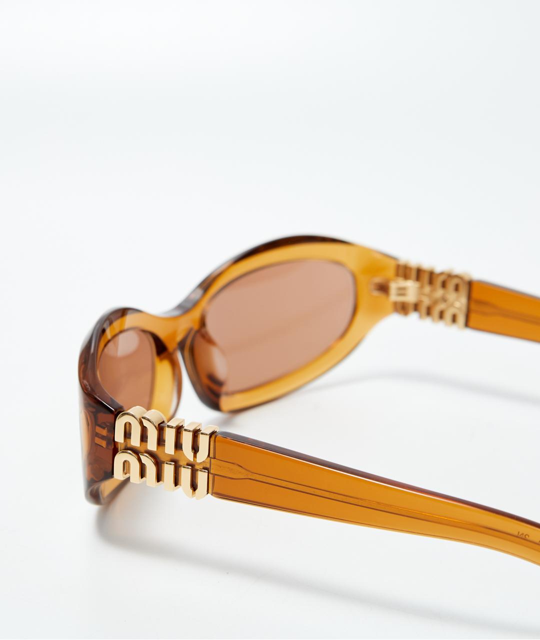 MIU MIU Коричневые пластиковые солнцезащитные очки, фото 4