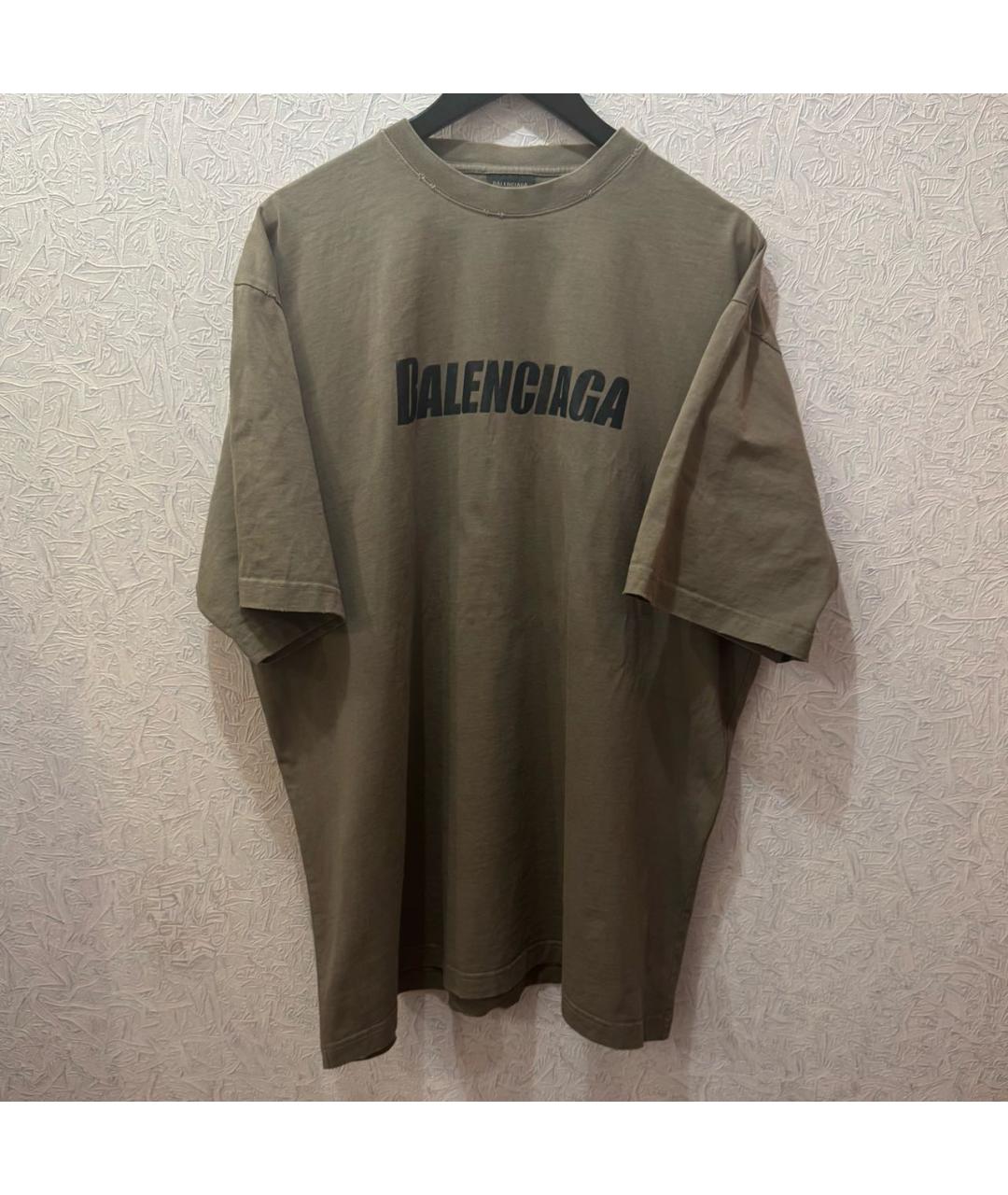 BALENCIAGA Коричневая хлопковая футболка, фото 5