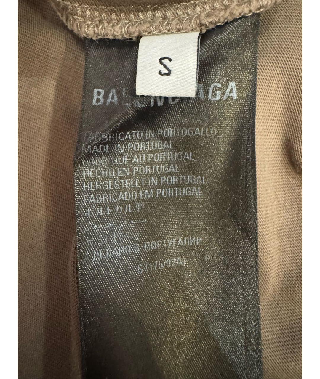 BALENCIAGA Коричневая хлопковая футболка, фото 4