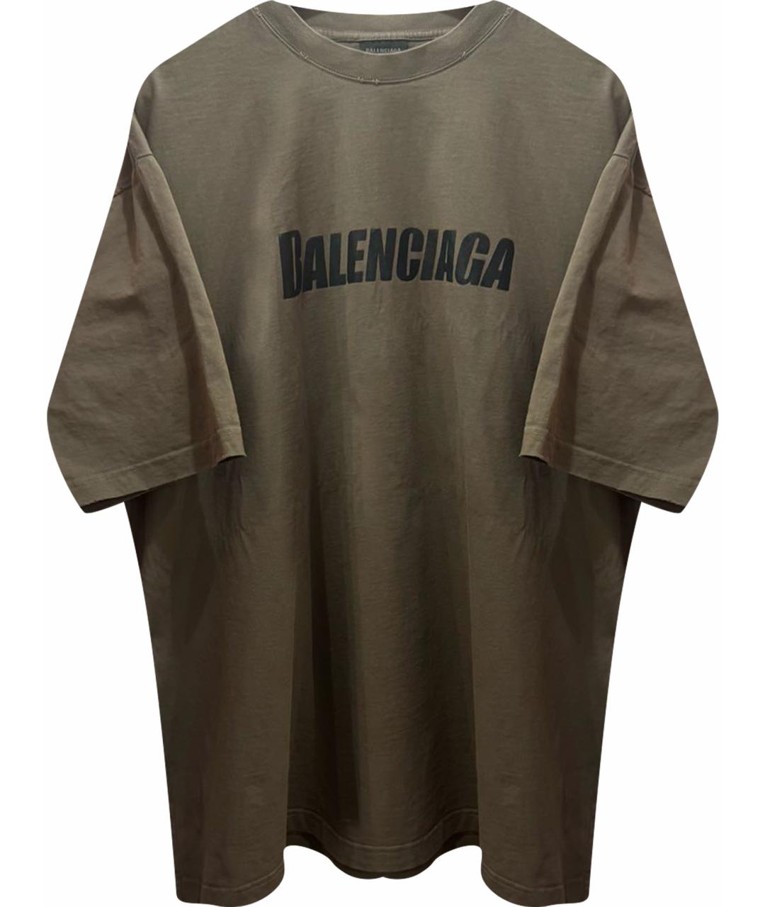 BALENCIAGA Коричневая хлопковая футболка, фото 1