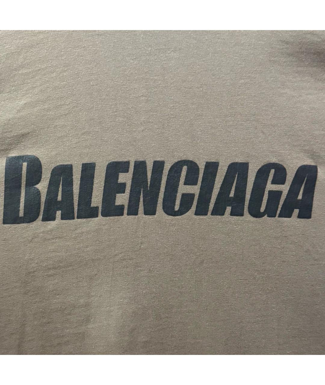 BALENCIAGA Коричневая хлопковая футболка, фото 3