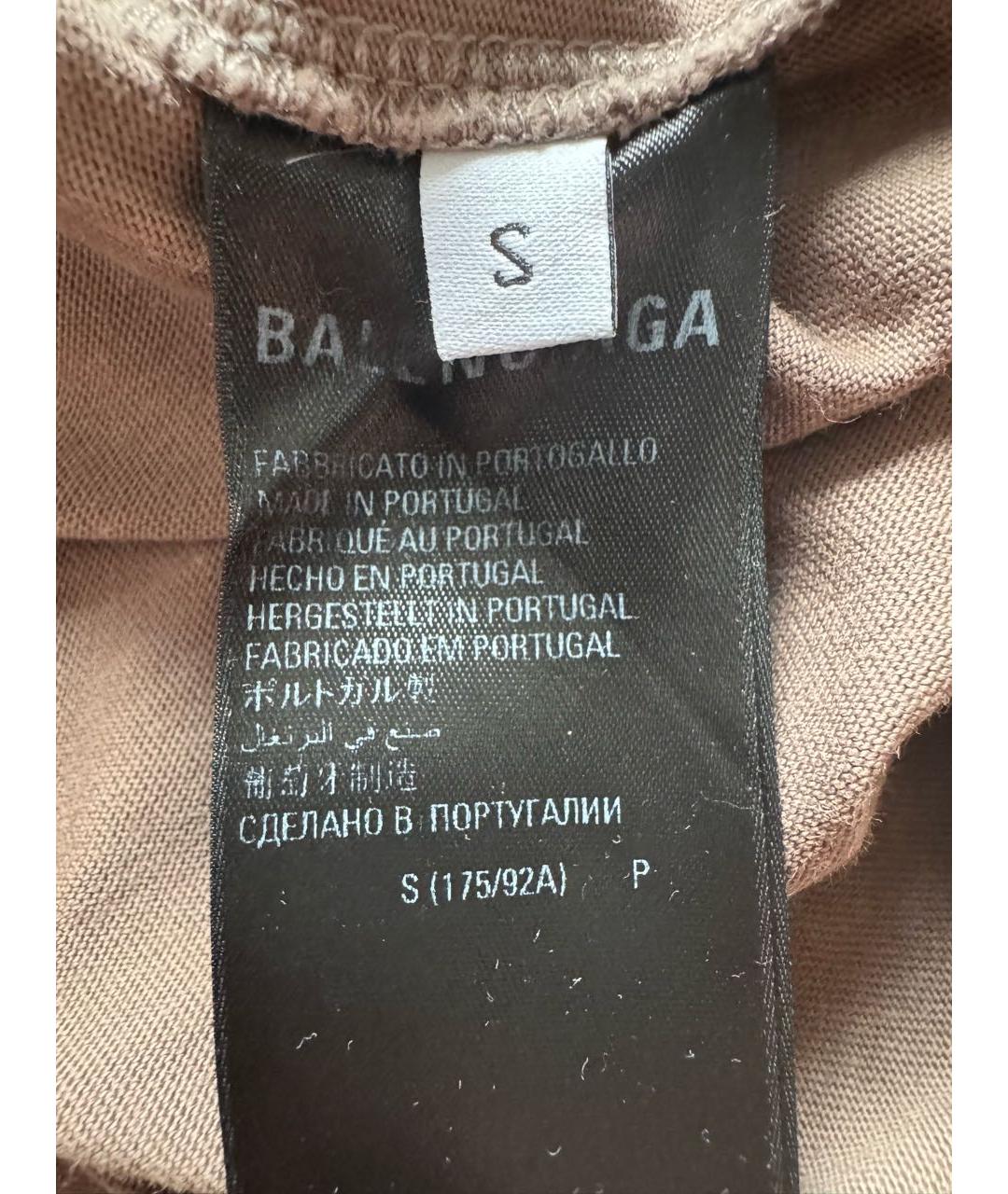 BALENCIAGA Коричневая хлопковая футболка, фото 4