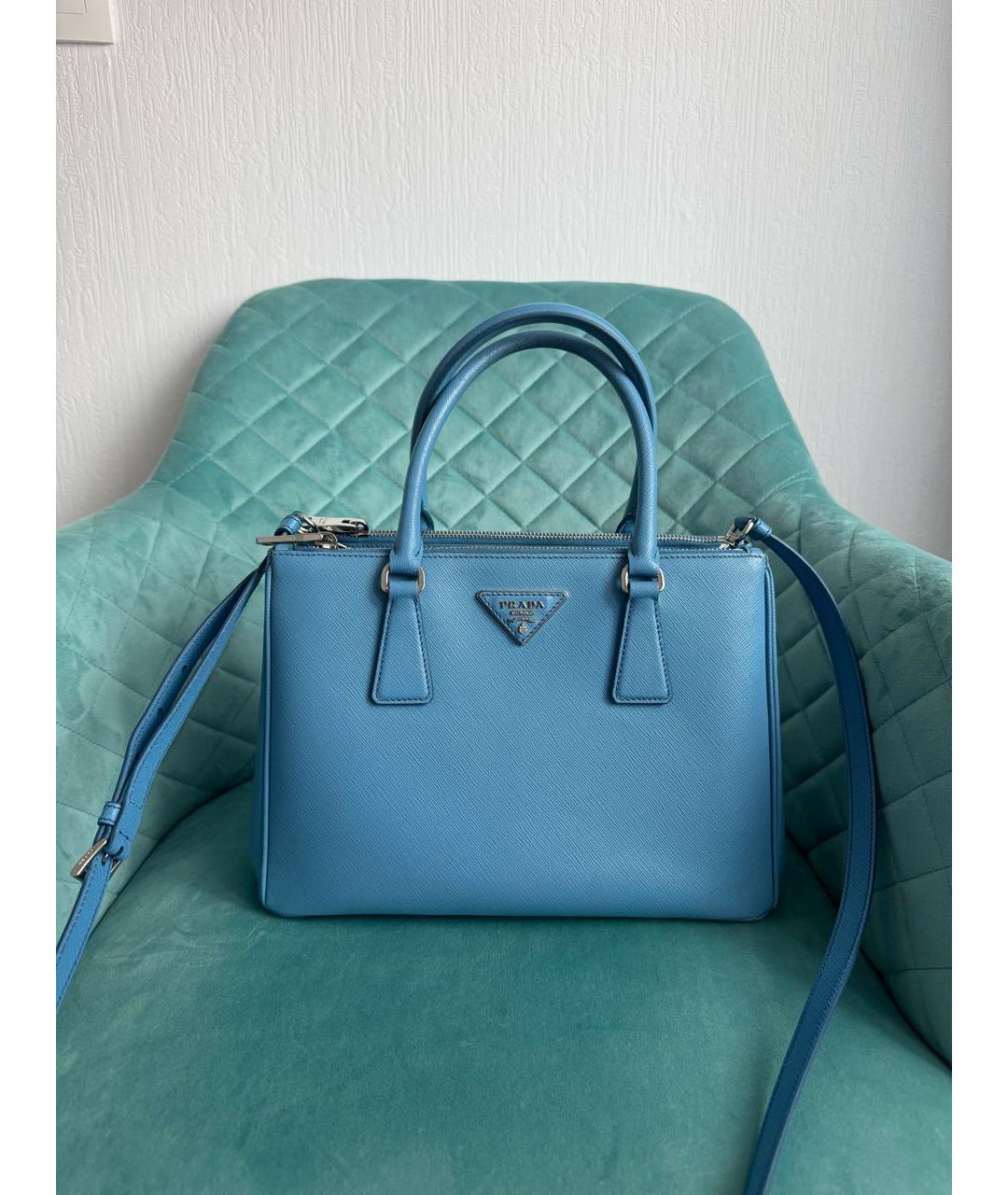 PRADA Голубая кожаная сумка через плечо, фото 9