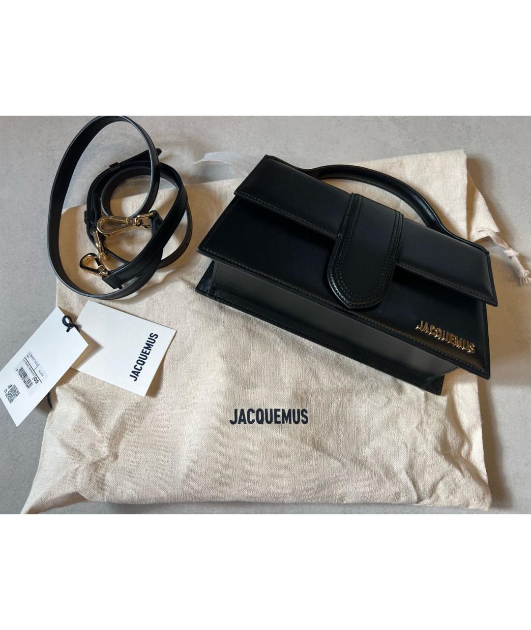 JACQUEMUS Черная кожаная сумка с короткими ручками, фото 9