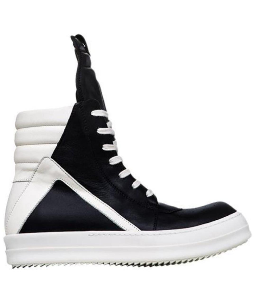 RICK OWENS Черные кожаные высокие кроссовки / кеды, фото 1