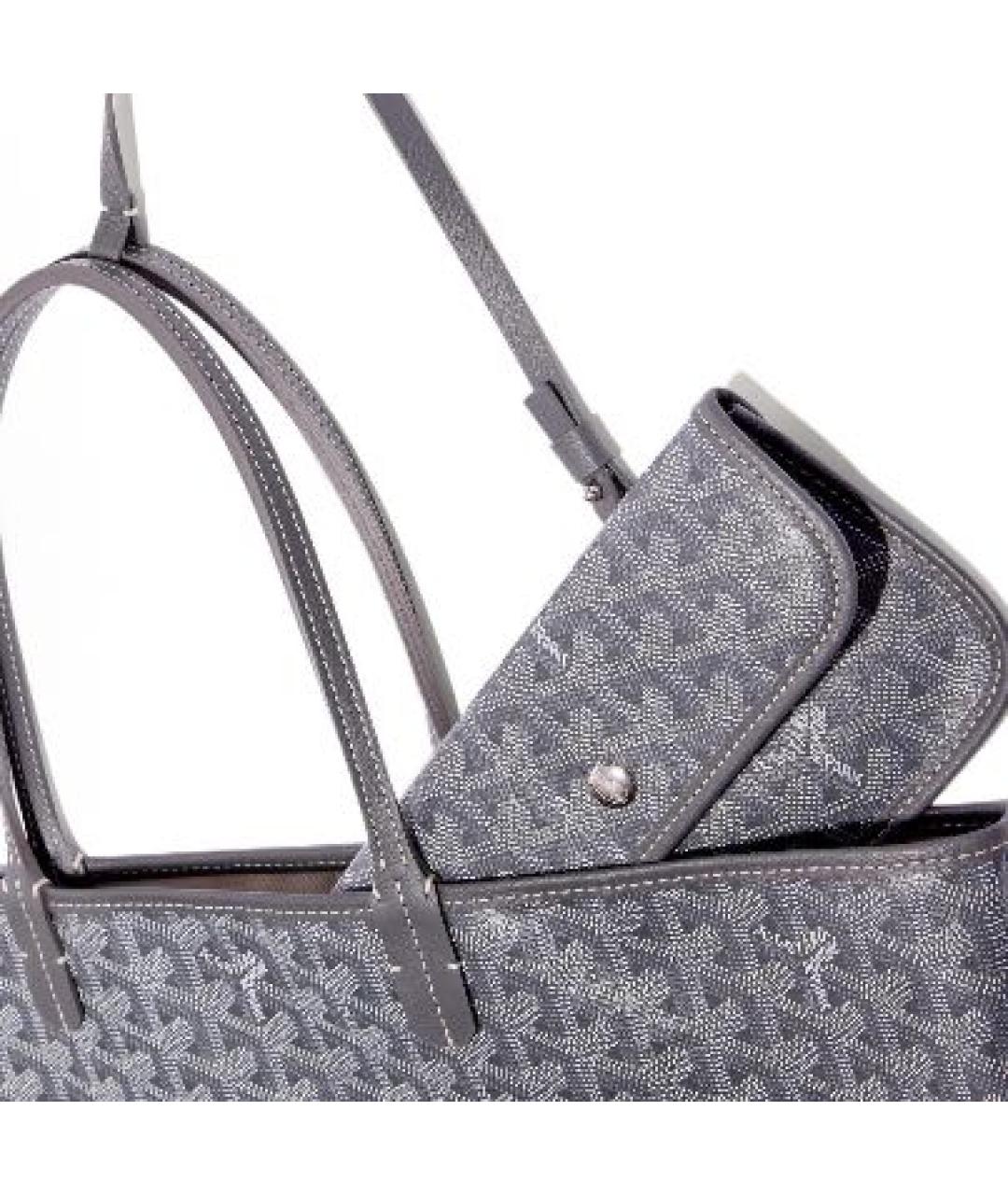 GOYARD Серая кожаная сумка тоут, фото 4
