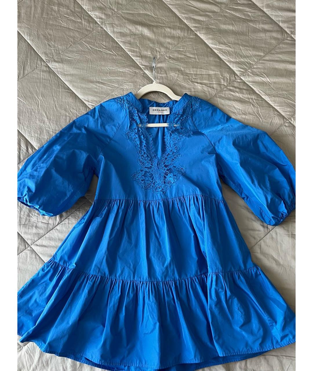 ERMANNO SCERVINO Синее полиэстеровое повседневное платье, фото 6
