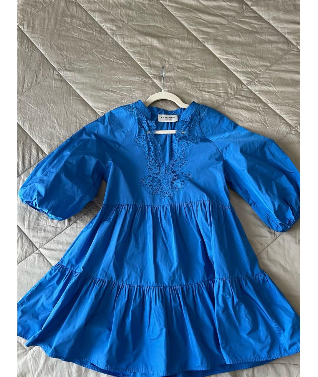 ERMANNO SCERVINO Синее полиэстеровое повседневное платье, фото 5