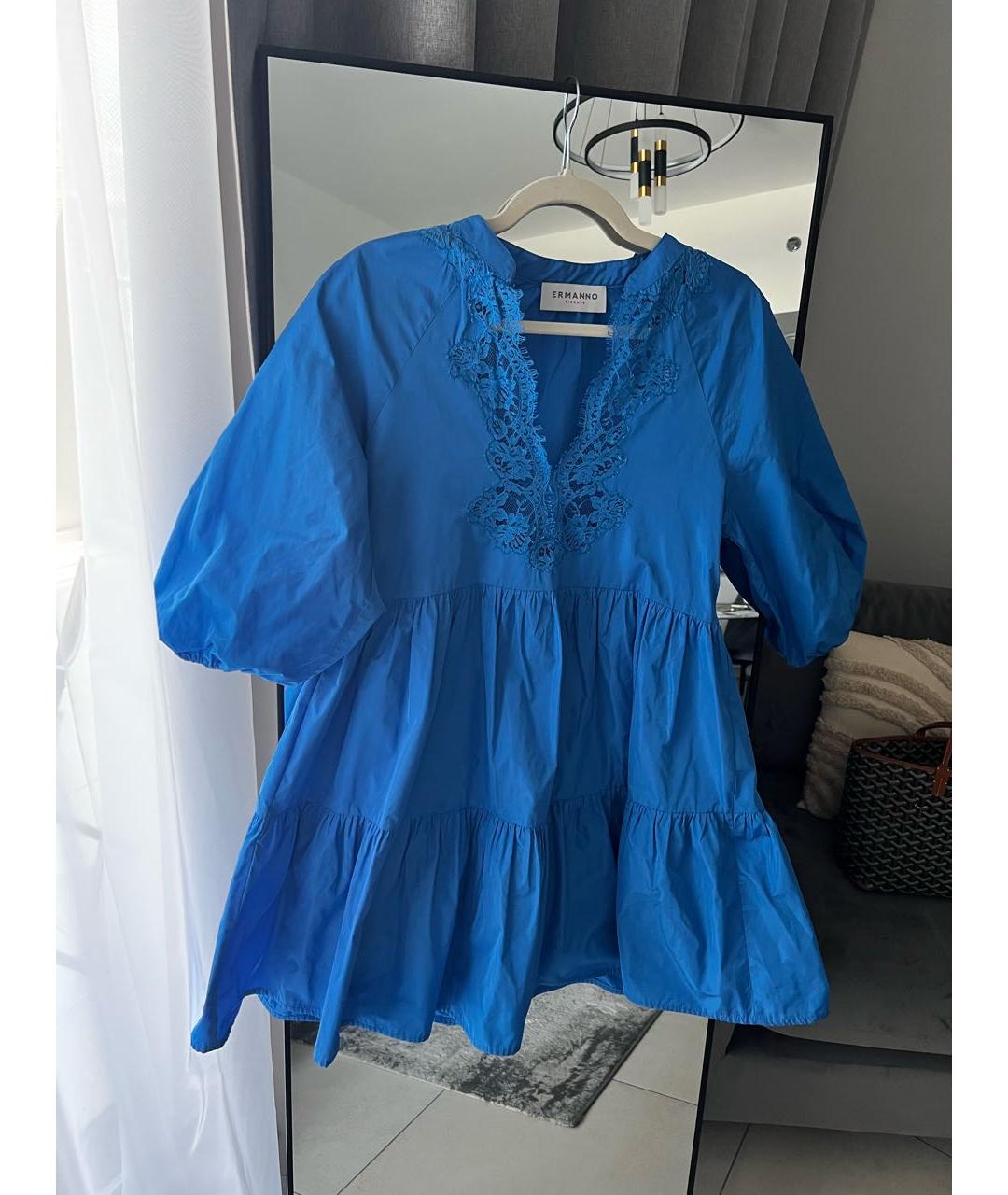 ERMANNO SCERVINO Синее полиэстеровое повседневное платье, фото 4