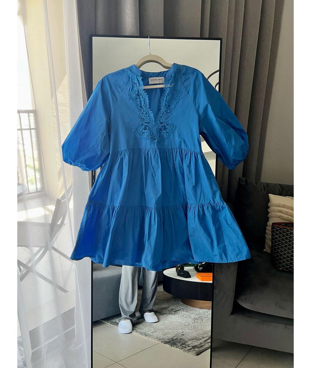 ERMANNO SCERVINO Синее полиэстеровое повседневное платье, фото 2