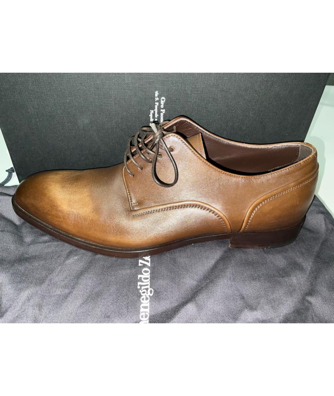 ERMENEGILDO ZEGNA XXX Коричневые кожаные туфли, фото 7