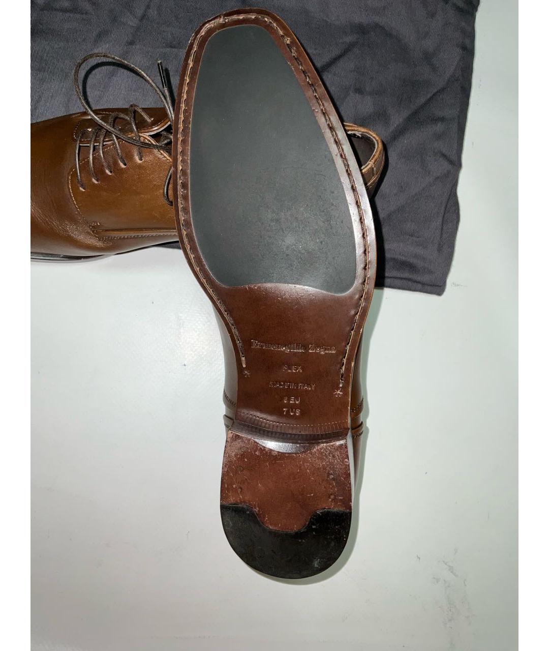 ERMENEGILDO ZEGNA XXX Коричневые кожаные туфли, фото 6