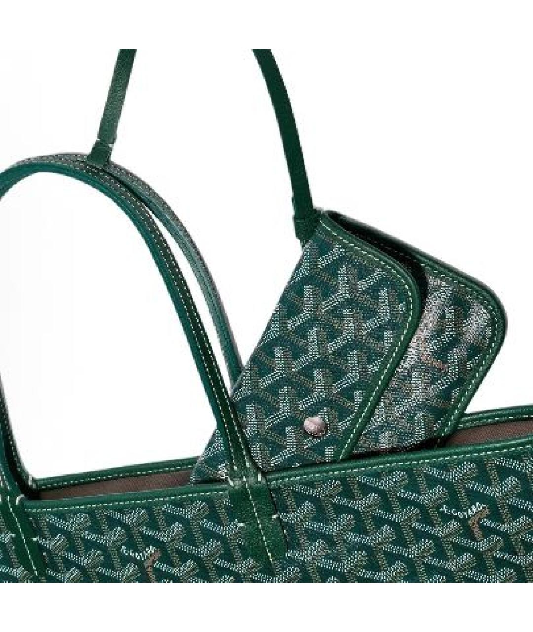 GOYARD Зеленая кожаная сумка тоут, фото 4