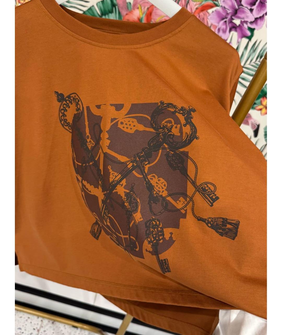 HERMES Коричневая футболка, фото 7