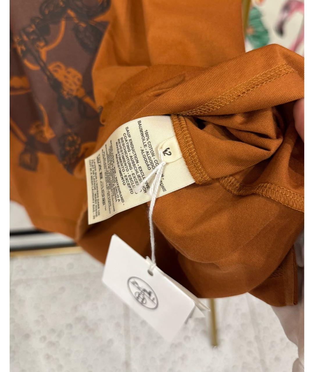 HERMES Коричневая футболка, фото 5