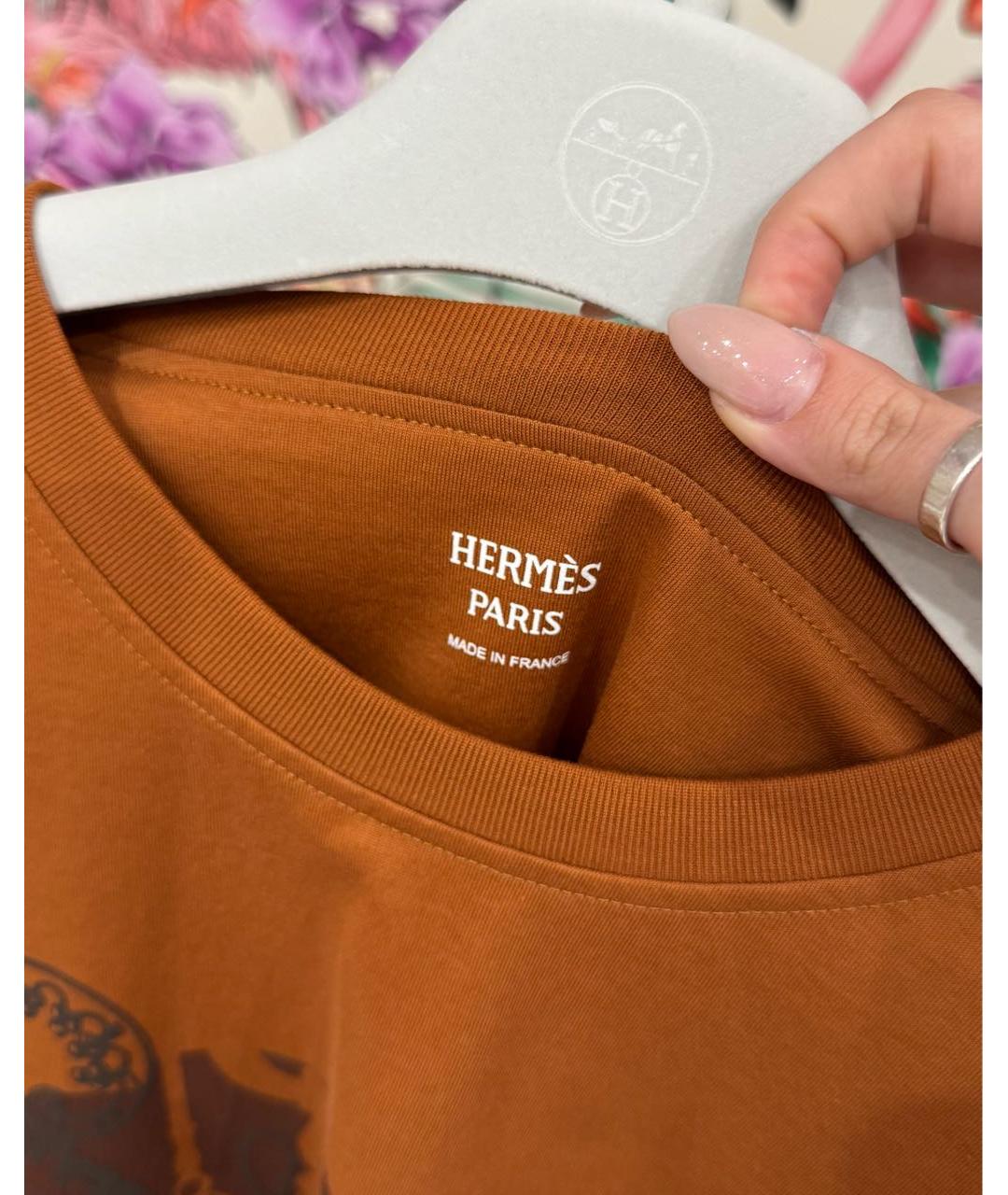 HERMES Коричневая футболка, фото 2