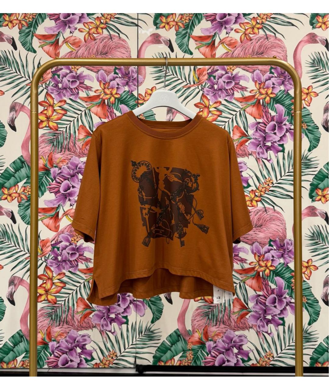 HERMES Коричневая футболка, фото 6