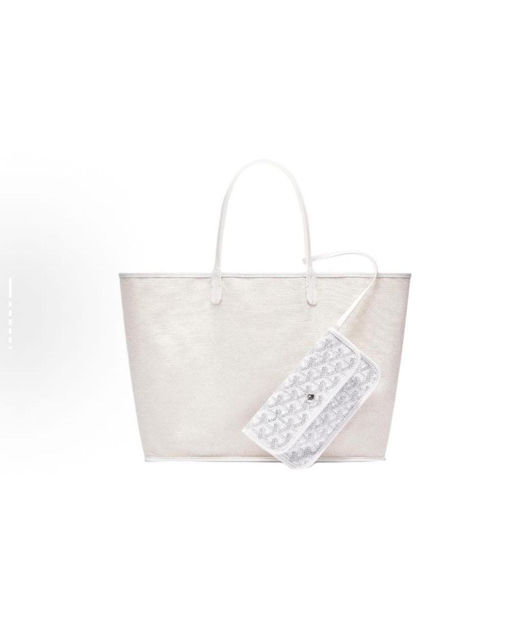 GOYARD Белая кожаная сумка тоут, фото 3