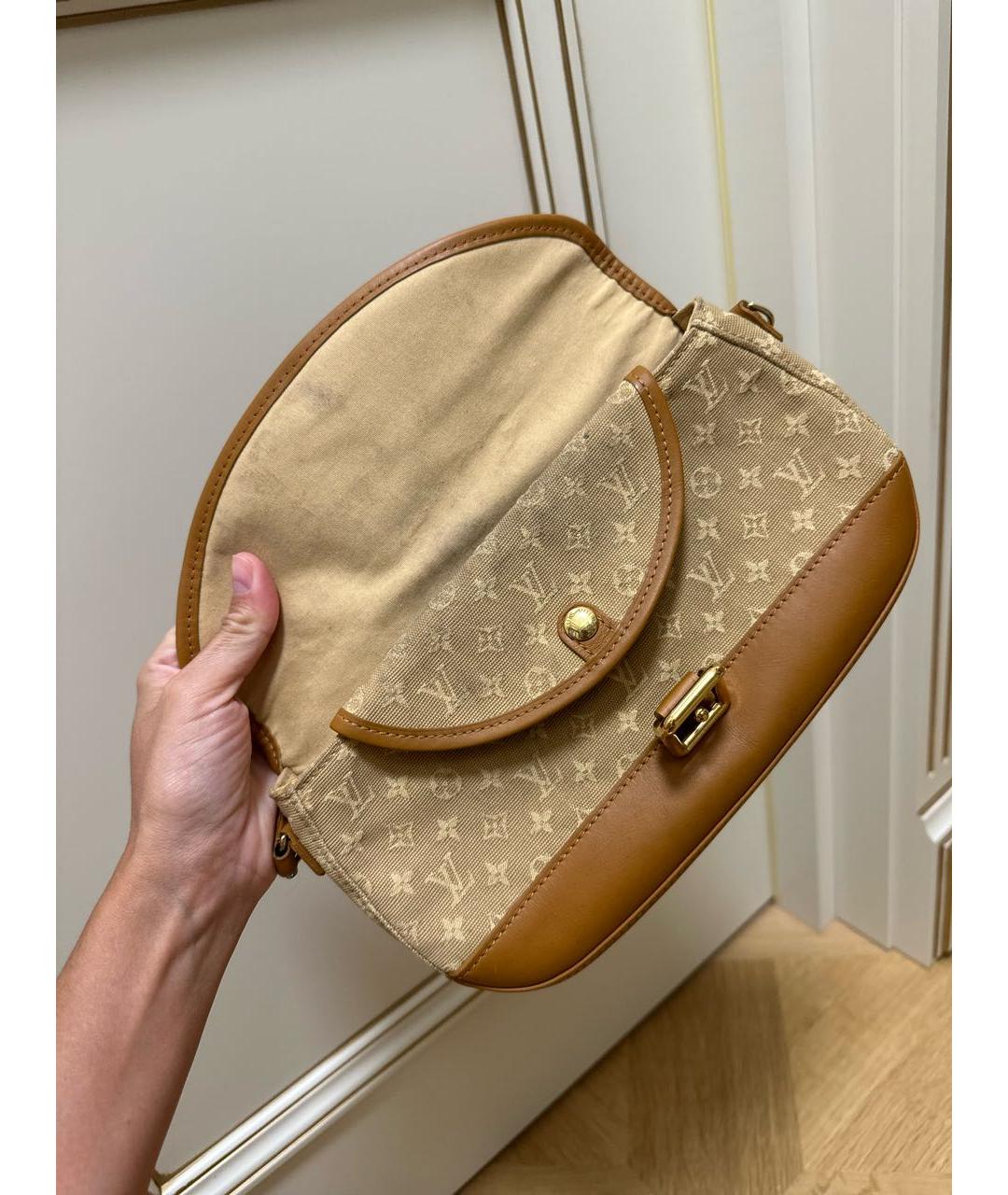 LOUIS VUITTON Горчичная тканевая сумка с короткими ручками, фото 4