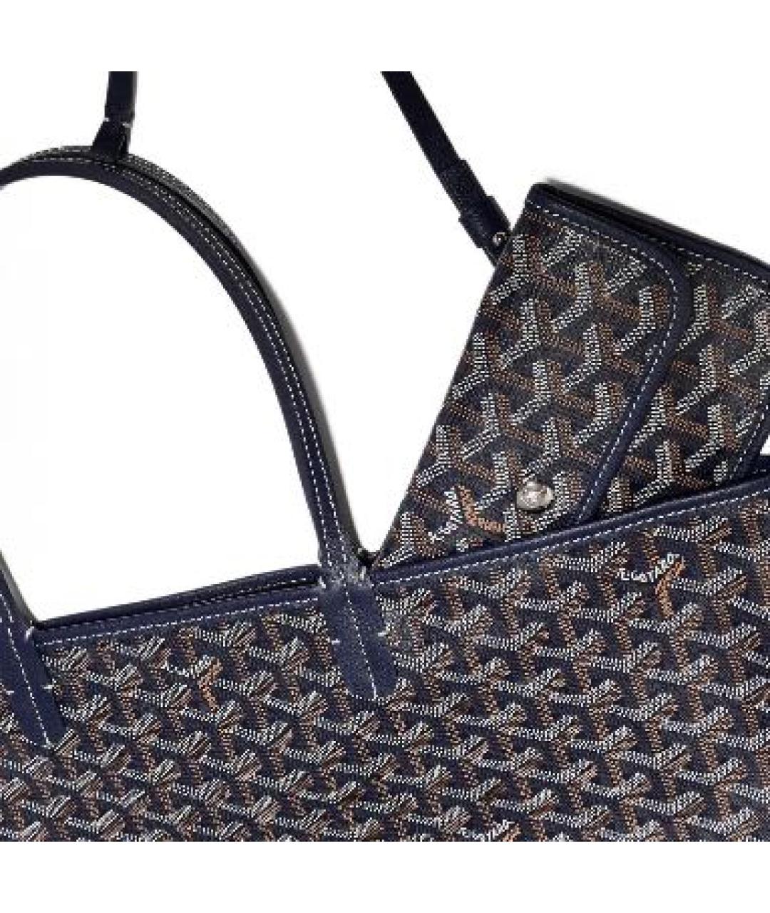GOYARD Темно-синяя кожаная сумка тоут, фото 4