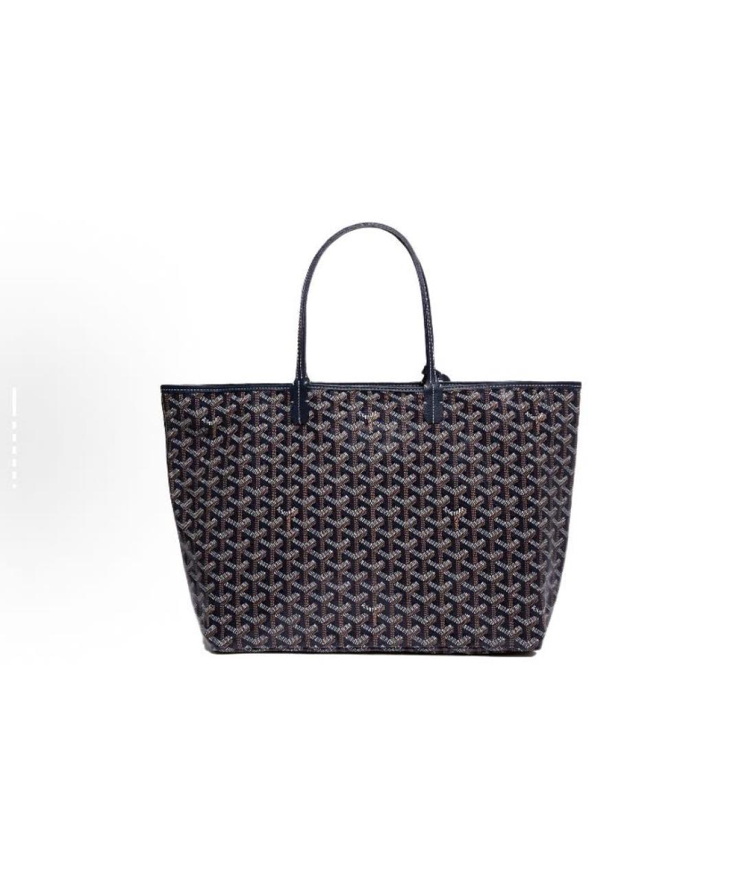 GOYARD Темно-синяя кожаная сумка тоут, фото 2