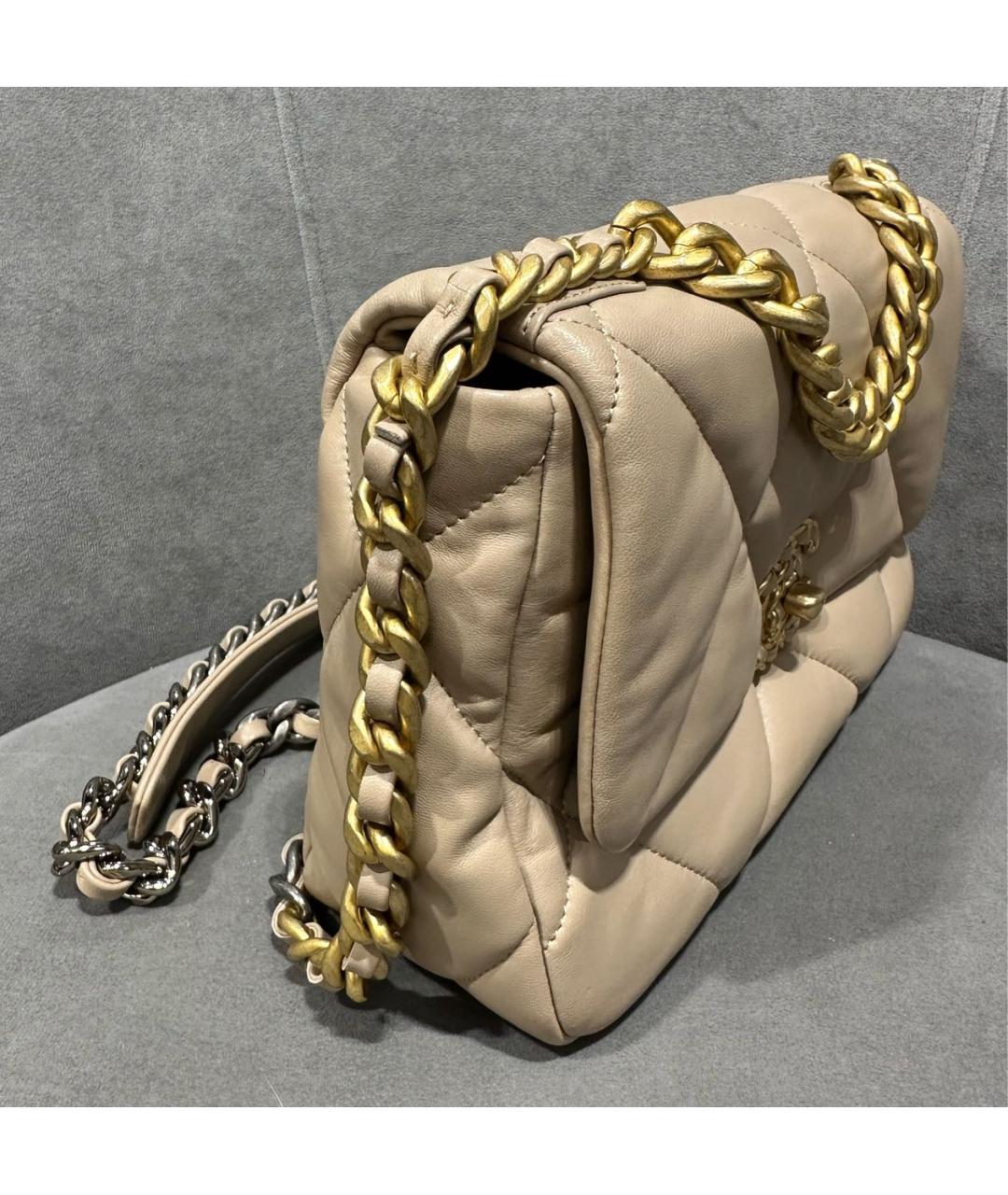 CHANEL Бежевая кожаная сумка через плечо, фото 3
