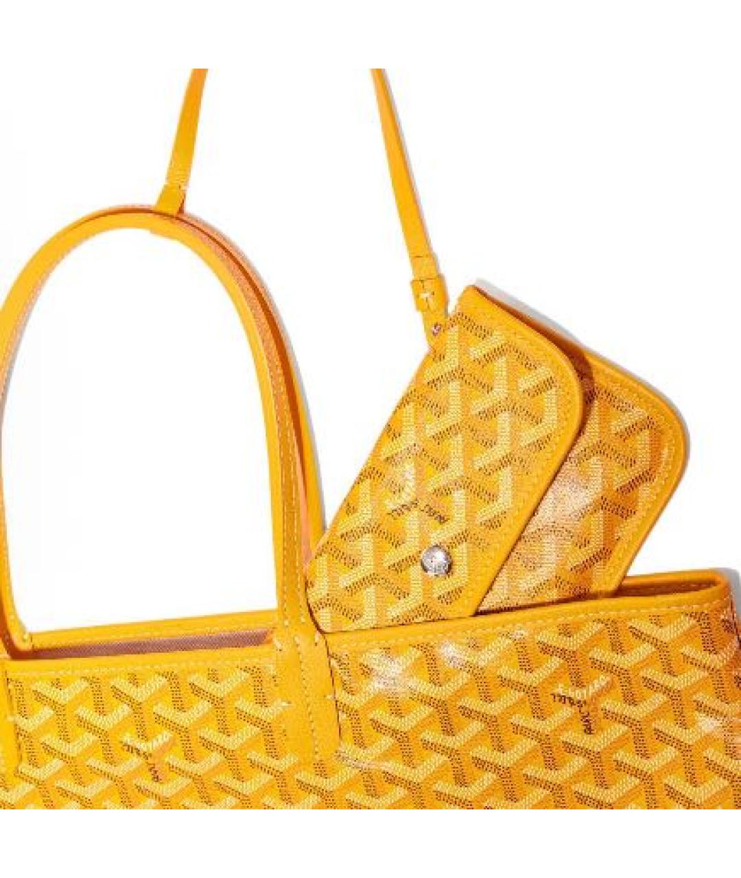 GOYARD Желтая кожаная сумка тоут, фото 4